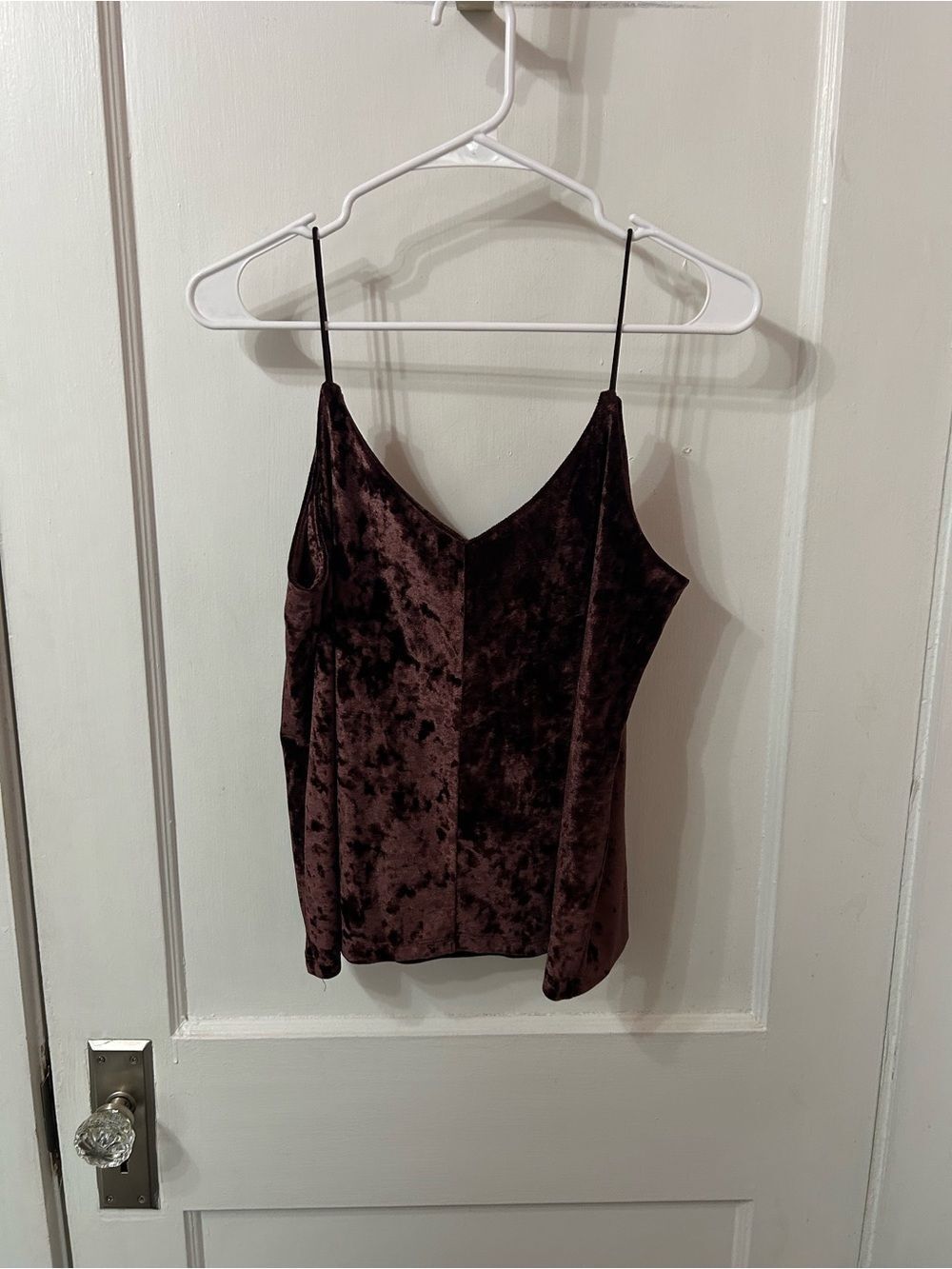 Maurices Crushed Velvet V-Neck Camisole - Dark Brown - Picture 5 of 5